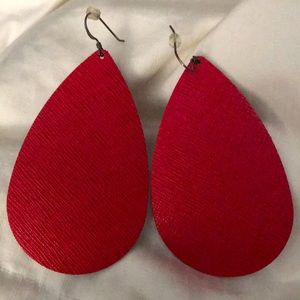 Nickel & Suede Leather Earrings in Red!